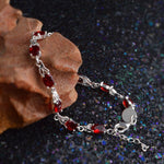 Bracelet femme élégant rubis trempé (rouge+argent)