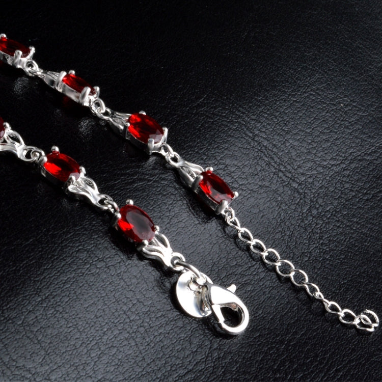 Bracelet femme élégant rubis trempé (rouge+argent)