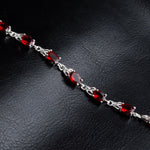 Bracelet femme élégant rubis trempé (rouge+argent)