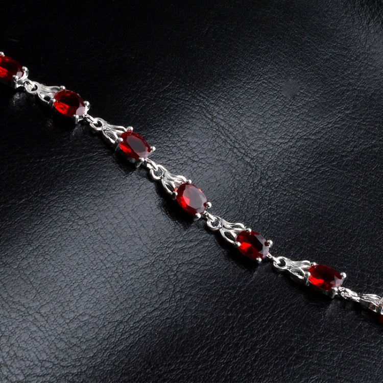 Bracelet femme élégant rubis trempé (rouge+argent)