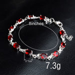 Bracelet femme élégant rubis trempé (rouge+argent)