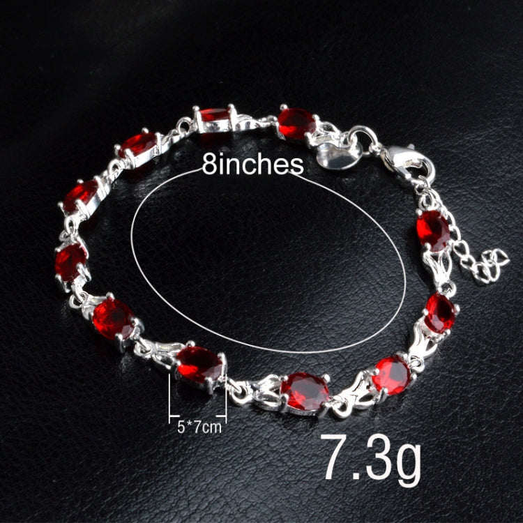 Bracelet femme élégant rubis trempé (rouge+argent)