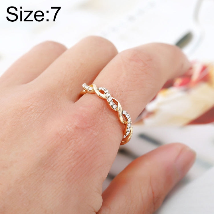 Bague fantaisie torsadée ornée de strass pour femme (Taille US: 7), Taille US:7