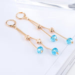 Boucles d'oreilles pendantes en cristal à longues pampilles, style fée douce et élégante