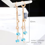Boucles d'oreilles pendantes en cristal à longues pampilles, style fée douce et élégante
