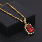 Collier chaîne torsadée dorée avec pendentif mini-strass coloré Hip Hop pour hommes, JEWE0309AA, JEWE0309AB, JEWE0309AC, JEWE0309AD
