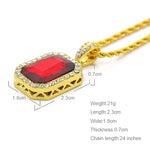 Collier chaîne torsadée dorée avec pendentif mini-strass coloré Hip Hop pour hommes, JEWE0309AA, JEWE0309AB, JEWE0309AC, JEWE0309AD