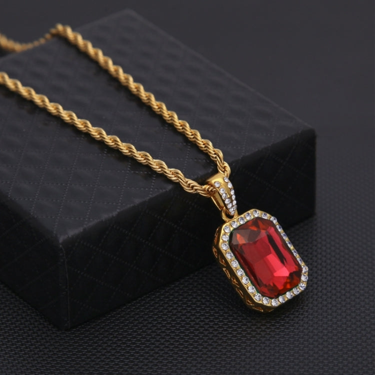 Collier chaîne torsadée dorée avec pendentif mini-strass coloré Hip Hop pour hommes, JEWE0309AA, JEWE0309AB, JEWE0309AC, JEWE0309AD