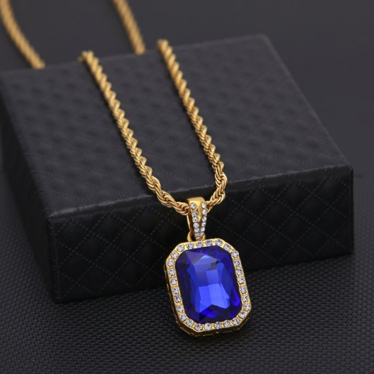 Collier chaîne torsadée dorée avec pendentif mini-strass coloré Hip Hop pour hommes, JEWE0309AA, JEWE0309AB, JEWE0309AC, JEWE0309AD