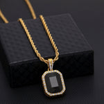 Collier chaîne torsadée dorée avec pendentif mini-strass coloré Hip Hop pour hommes, JEWE0309AA, JEWE0309AB, JEWE0309AC, JEWE0309AD