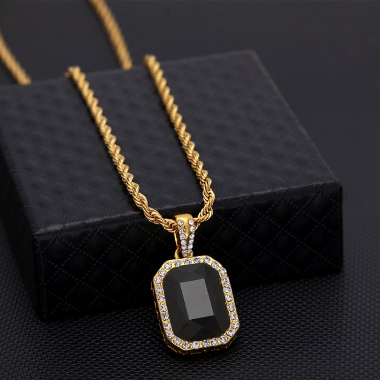 Collier chaîne torsadée dorée avec pendentif mini-strass coloré Hip Hop pour hommes, JEWE0309AA, JEWE0309AB, JEWE0309AC, JEWE0309AD