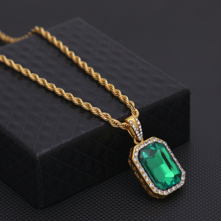 Collier chaîne torsadée dorée avec pendentif mini-strass coloré Hip Hop pour hommes, JEWE0309AA, JEWE0309AB, JEWE0309AC, JEWE0309AD