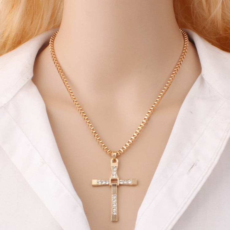 Collier à pendentif croix en strass mode avec boîte cryptée