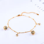 Bracelet perlé, ajustable et passe-partout en zircon pour femme, plaqué or, idéal pour un mariage (Doré)