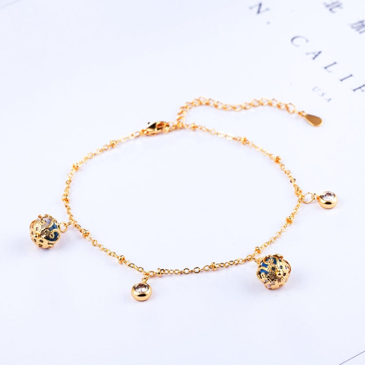 Bracelet perlé, ajustable et passe-partout en zircon pour femme, plaqué or, idéal pour un mariage (Doré)