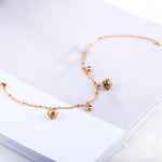 Bracelet perlé, ajustable et passe-partout en zircon pour femme, plaqué or, idéal pour un mariage (Doré)