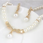 Ensemble de bijoux 3 en 1 pour mariée, boucles d'oreilles et collier classiques à perles pour femme
