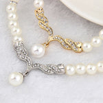 Ensemble de bijoux 3 en 1 pour mariée, boucles d'oreilles et collier classiques à perles pour femme