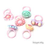 50 PCS Children Cute Cartoon Resin Flower Animal Heart Bow-knot Ring, Frosted Surface, Frosted Surface, 50 PCS