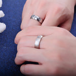 Bague de couple en strass en forme de cœur, bague en acier au titane fin pour hommes et femmes (or avec diamant, taille US: 8), or avec diamant, taille US: 8
