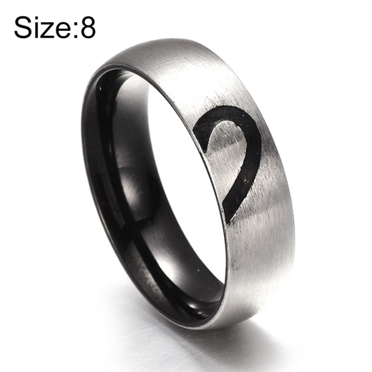 Bague de couple en acier titane fin avec strass en forme de cœur, pour hommes et femmes (argent sans diamant, taille américaine : 8), argent sans diamant, taille américaine : 8