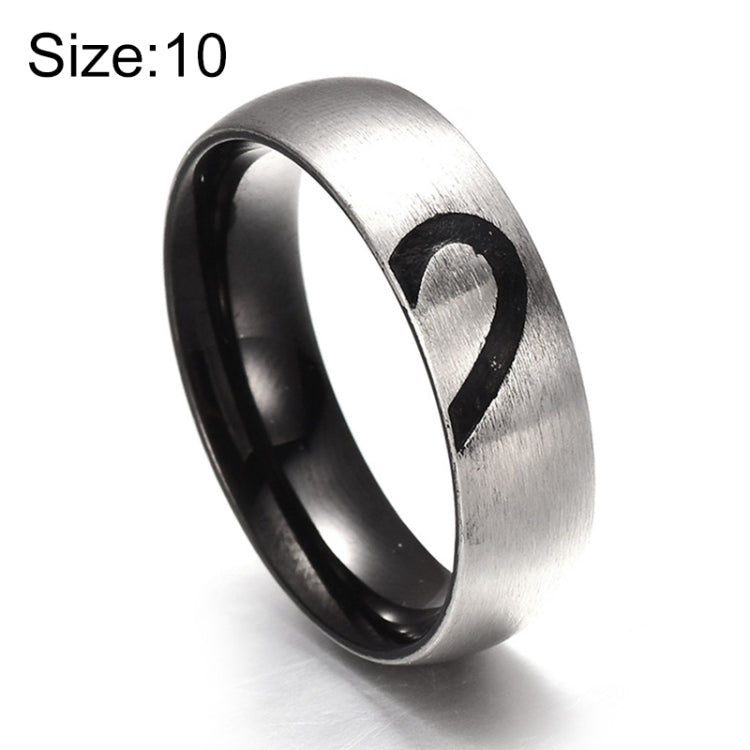 Bague de couple en strass en forme de cœur, bague en acier titane fin pour hommes et femmes (argent sans diamant, taille américaine : 10), argent sans diamant, taille américaine : 10