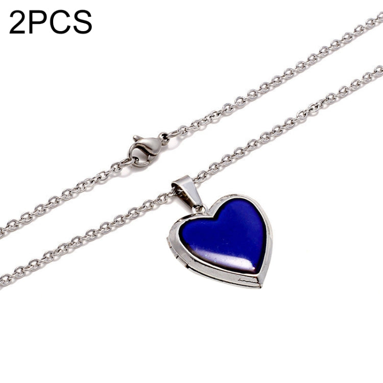 2 colliers pendentifs MN4008 cœur porte-photo, bijou à décoloration thermosensible