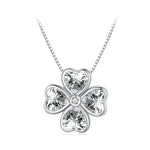 BSN334 Collier Pendentif Trèfle Chanceux en Argent Sterling S925 Plaqué Or Blanc, BSN334
