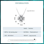 BSN334 Collier Pendentif Trèfle Chanceux en Argent Sterling S925 Plaqué Or Blanc, BSN334