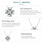 BSN334 Collier Pendentif Trèfle Chanceux en Argent Sterling S925 Plaqué Or Blanc, BSN334