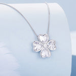 BSN334 Collier Pendentif Trèfle Chanceux en Argent Sterling S925 Plaqué Or Blanc, BSN334