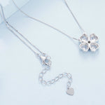 BSN334 Collier Pendentif Trèfle Chanceux en Argent Sterling S925 Plaqué Or Blanc, BSN334