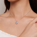 BSN334 Collier Pendentif Trèfle Chanceux en Argent Sterling S925 Plaqué Or Blanc, BSN334