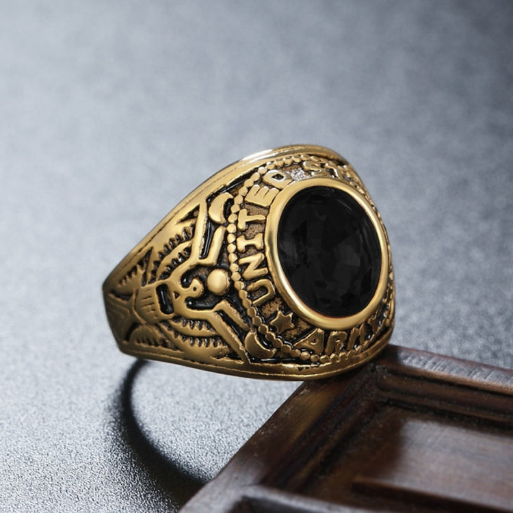 Bague Rétro en Acier Titane Militaire avec Pierre Précieuse Sculptée pour Hommes, Taille US: 10, Diamètre: 19,9mm, Périmètre: 62,4mm, 10