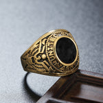Bague en Acier Titane Militaire de Soldat Sculptée en Pierre Précieuse Ronde Rétro pour Hommes, Taille US: 11, Diamètre: 20.7mm, Périmètre: 65mm, 11