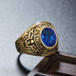 Bague en Acier Titane Militaire de Soldat Sculptée en Pierre Précieuse Ronde Rétro pour Hommes, Taille US: 11, Diamètre: 20.7mm, Périmètre: 65mm, 11