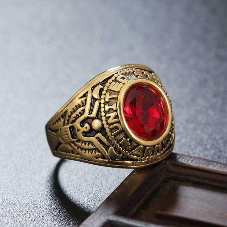 Bague en Acier Titane Militaire de Soldat Sculptée en Pierre Précieuse Ronde Rétro pour Hommes, Taille US: 11, Diamètre: 20.7mm, Périmètre: 65mm, 11