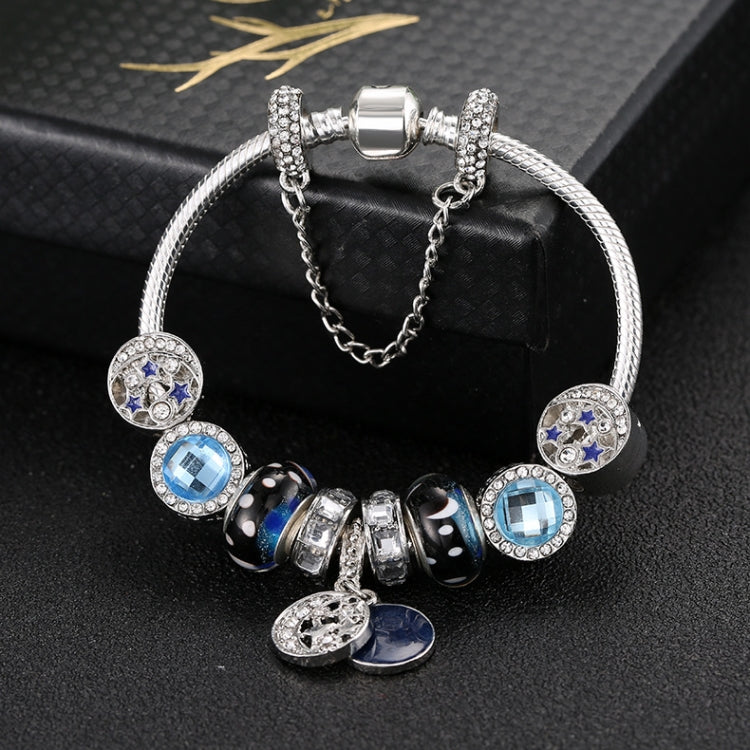 Bracelets perles 20cm style ethnique bohème ciel bleu étoile lune, 20cm