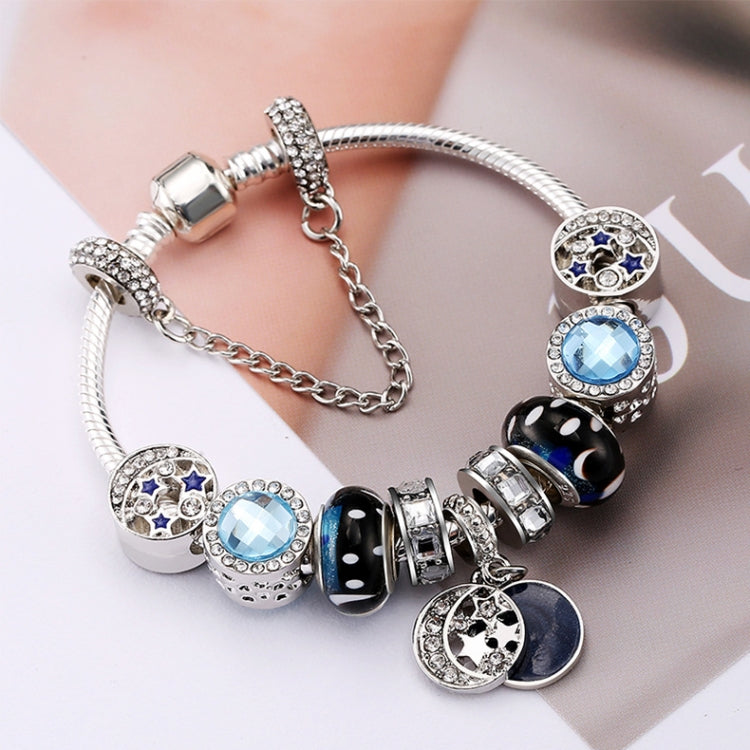 Bracelets perles 20cm style ethnique bohème ciel bleu étoile lune, 20cm