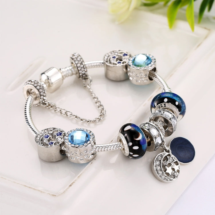 Bracelets perles 20cm style ethnique bohème ciel bleu étoile lune, 20cm