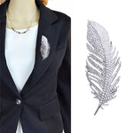 Broche de corsage en platine de haute qualité, motif plumes, style simple