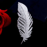 Broche de corsage en platine de haute qualité, motif plumes, style simple