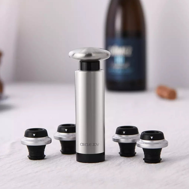 Ensemble de bouchons de conservation pour vin rouge en acier inoxydable Original Xiaomi Youpin CircleJoy, style : 4 bouchons dans une pompe, 4 bouchons dans une pompe