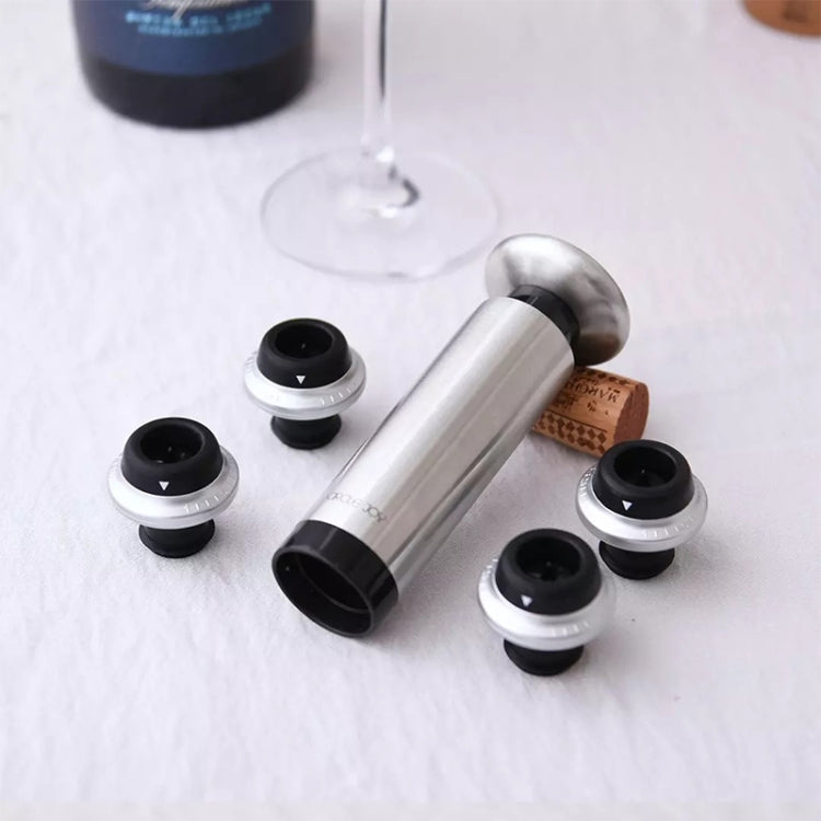 Ensemble de bouchons de conservation pour vin rouge en acier inoxydable Original Xiaomi Youpin CircleJoy, style : 4 bouchons dans une pompe, 4 bouchons dans une pompe