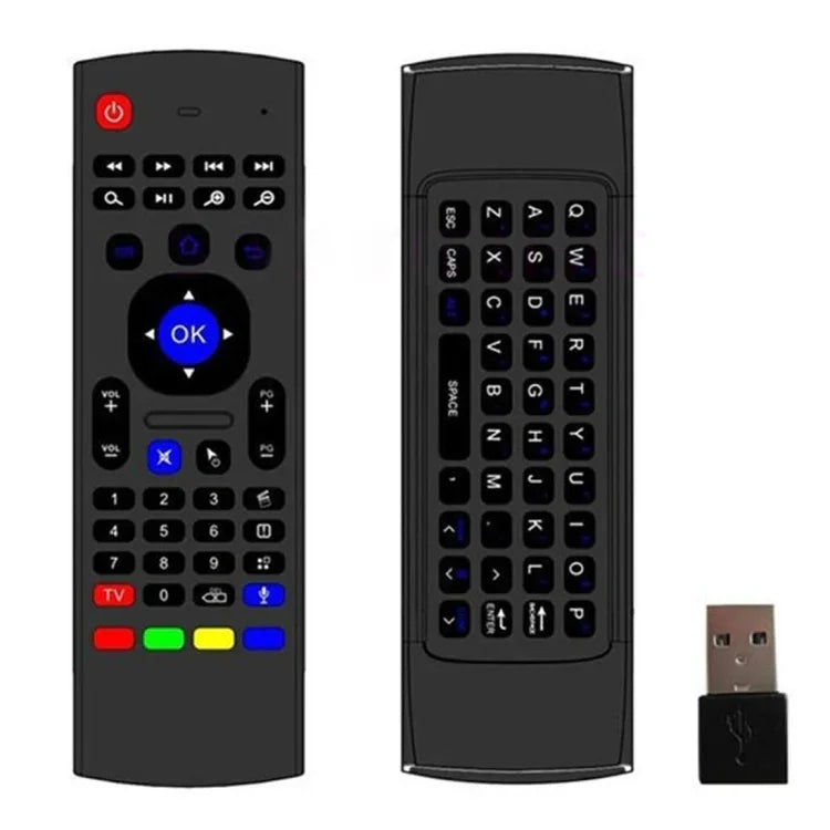 Souris aérienne sans fil MX3-M avec clavier et microphone intégrés, compatible avec les boîtiers TV Android et les mini-PC.