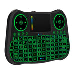 Clavier QWERTY sans fil MT08 Mini 2,4 GHz avec souris aérienne, rétroéclairage couleur, pavé tactile et commandes multimédias pour PC, TV, MT08