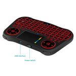 Clavier QWERTY sans fil MT08 Mini 2,4 GHz avec souris aérienne, rétroéclairage couleur, pavé tactile et commandes multimédias pour PC, TV, MT08