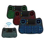 Clavier QWERTY sans fil MT08 Mini 2,4 GHz avec souris aérienne, rétroéclairage couleur, pavé tactile et commandes multimédias pour PC, TV, MT08