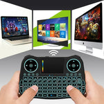 Clavier QWERTY sans fil MT08 Mini 2,4 GHz avec souris aérienne, rétroéclairage couleur, pavé tactile et commandes multimédias pour PC, TV, MT08