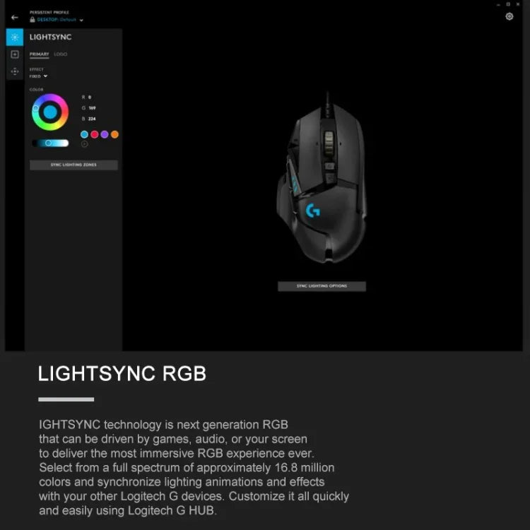 Souris gaming filaire Logitech G502 HERO avec 11 boutons, Longueur: 2,1 m